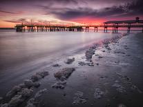 Naples Pier at Sunset with Crescent Moon, Jupiter and Venus-Frances Gallogly-Framed Premier Image Canvas