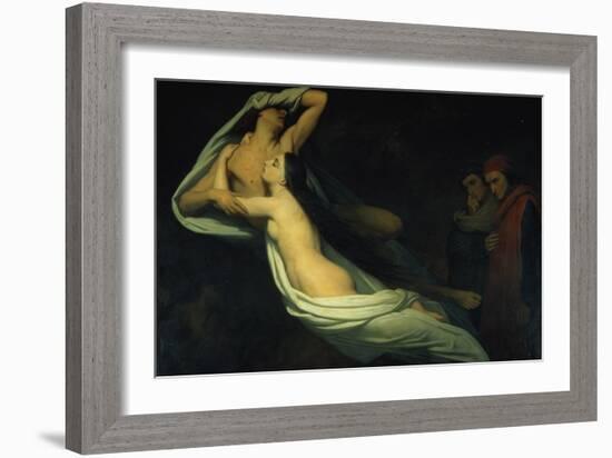 Francesca Da Rimini and Paolo Da Verrucchio Appear to Dante and Virgil-Ary Scheffer-Framed Giclee Print