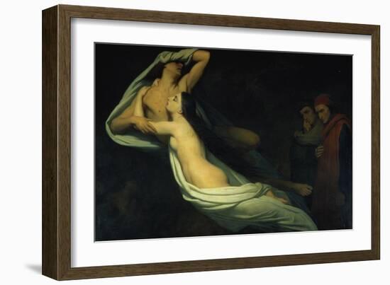 Francesca Da Rimini and Paolo Da Verrucchio Appear to Dante and Virgil-Ary Scheffer-Framed Giclee Print