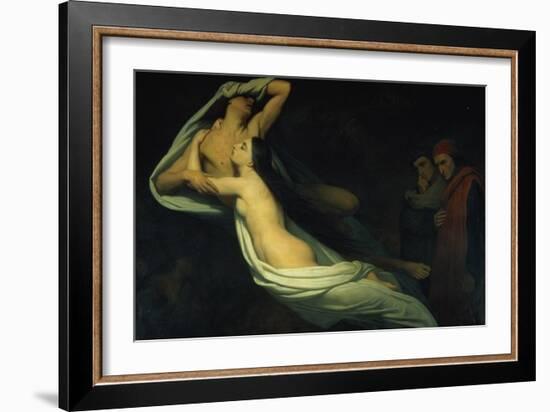 Francesca Da Rimini and Paolo Da Verrucchio Appear to Dante and Virgil-Ary Scheffer-Framed Giclee Print