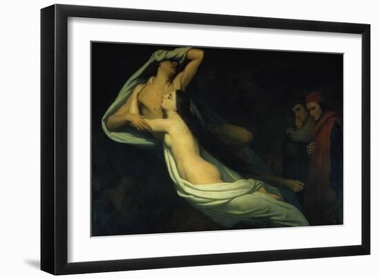 Francesca Da Rimini and Paolo Da Verrucchio Appear to Dante and Virgil-Ary Scheffer-Framed Giclee Print