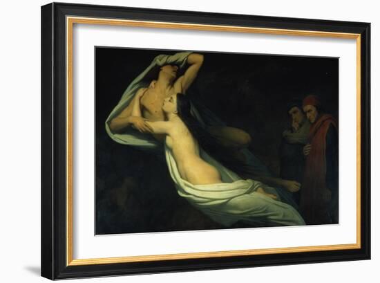 Francesca Da Rimini and Paolo Da Verrucchio Appear to Dante and Virgil-Ary Scheffer-Framed Giclee Print