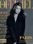 L'Officiel, September 1993 - Magalie dans une Longue Robe Noire d'Yves Saint Laurent-Francesco Scavullo-Framed Art Print