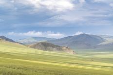 Mongolian gers and mountains in the background, Middle Gobi province, Mongolia, Central Asia, Asia-Francesco Vaninetti-Photographic Print