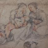 Two Women and a Baby with a Cat chalk-Francesco Vanni-Giclee Print