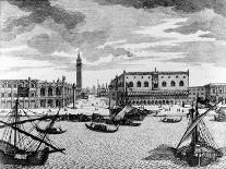 View of St. Mark's Square from the Lagoon, Venice (Engraving)-Francesco Zucchi-Mounted Giclee Print