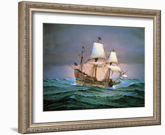 Francis Drake Sailed His Ship Golden Hind into History-null-Framed Giclee Print