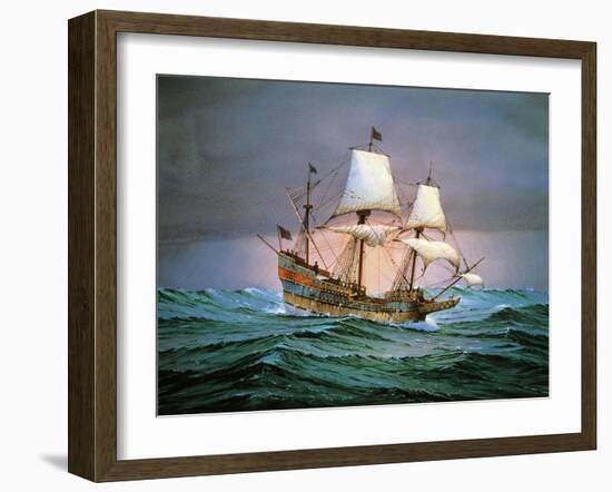 Francis Drake Sailed His Ship Golden Hind into History-null-Framed Giclee Print