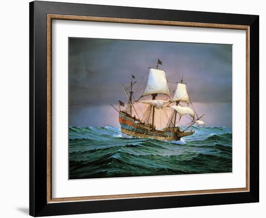 Francis Drake Sailed His Ship Golden Hind into History-null-Framed Giclee Print