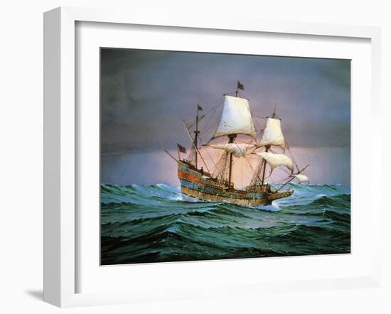 Francis Drake Sailed His Ship Golden Hind into History-null-Framed Giclee Print