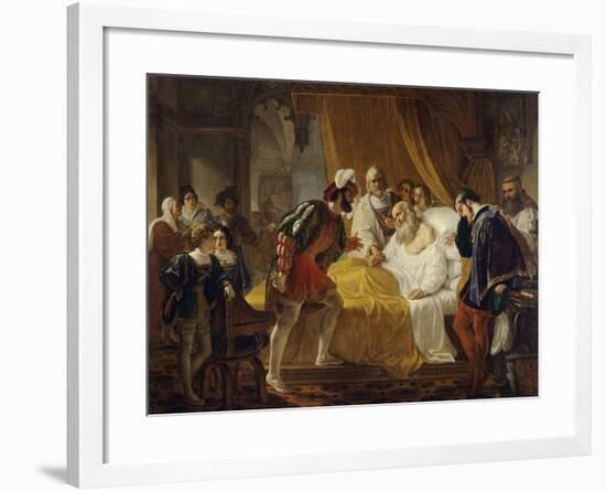 Francis I at the Deathbed of Leonardo Da Vinci, 1828-Cesare Mussini-Framed Giclee Print