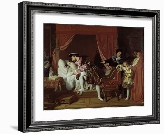 Francis I Collects the Last Breath of Leonardo Da Vinci-Jean-Auguste-Dominique Ingres-Framed Art Print