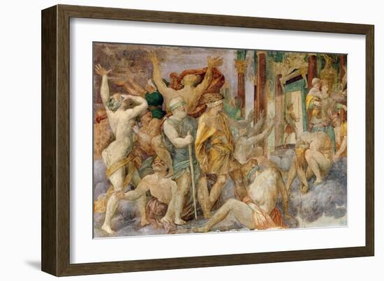 Francis I Drives out the Vices and Enters the Temple of Jupiter, C.1522-40 (Fresco)-Giovanni Battista Rosso Fiorentino-Framed Giclee Print