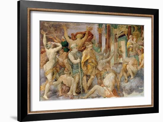 Francis I Drives out the Vices and Enters the Temple of Jupiter, C.1522-40 (Fresco)-Giovanni Battista Rosso Fiorentino-Framed Giclee Print