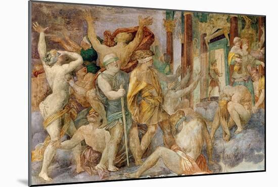 Francis I Drives out the Vices and Enters the Temple of Jupiter, C.1522-40 (Fresco)-Giovanni Battista Rosso Fiorentino-Mounted Giclee Print