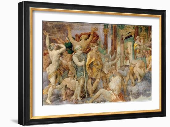 Francis I Drives out the Vices and Enters the Temple of Jupiter, C.1522-40 (Fresco)-Giovanni Battista Rosso Fiorentino-Framed Giclee Print