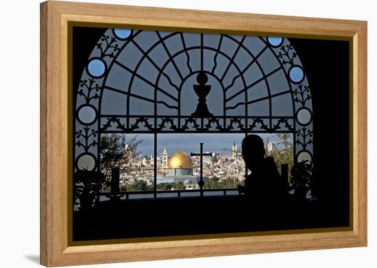 Franciscan Basilica of Dominus Flevit, View of the Old City, Jerusalem, Israel-David Noyes-Framed Premier Image Canvas