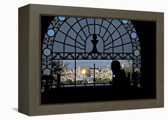 Franciscan Basilica of Dominus Flevit, View of the Old City, Jerusalem, Israel-David Noyes-Framed Premier Image Canvas