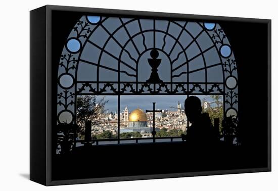 Franciscan Basilica of Dominus Flevit, View of the Old City, Jerusalem, Israel-David Noyes-Framed Premier Image Canvas