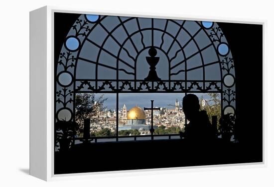 Franciscan Basilica of Dominus Flevit, View of the Old City, Jerusalem, Israel-David Noyes-Framed Premier Image Canvas