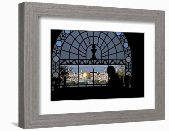 Franciscan Basilica of Dominus Flevit, View of the Old City, Jerusalem, Israel-David Noyes-Framed Photographic Print