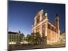 Franciscan Church of the Annunciation illuminated at night, Old Town, Ljubljana, Slovenia-Ben Pipe-Mounted Photographic Print