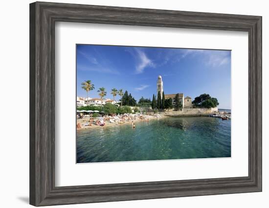 Franciscan Monastery and Beach, Hvar Town, Hvar Island, Dalmatia, Croatia-Gavin Hellier-Framed Photographic Print