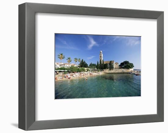 Franciscan Monastery and Beach, Hvar Town, Hvar Island, Dalmatia, Croatia-Gavin Hellier-Framed Photographic Print