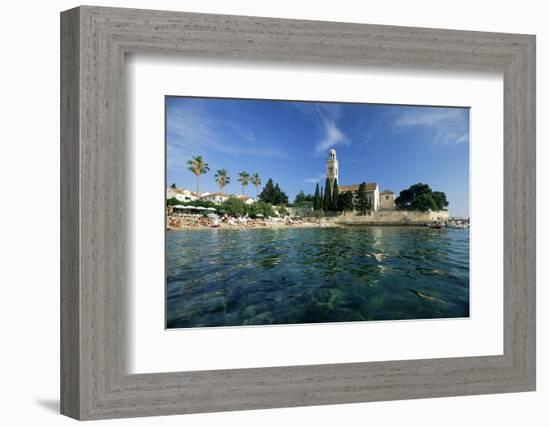 Franciscan Monastery and Beach, Hvar Town, Hvar Island, Dalmatia, Croatia-Gavin Hellier-Framed Photographic Print