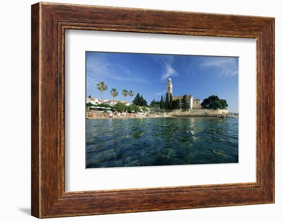 Franciscan Monastery and Beach, Hvar Town, Hvar Island, Dalmatia, Croatia-Gavin Hellier-Framed Photographic Print