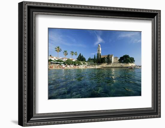 Franciscan Monastery and Beach, Hvar Town, Hvar Island, Dalmatia, Croatia-Gavin Hellier-Framed Photographic Print