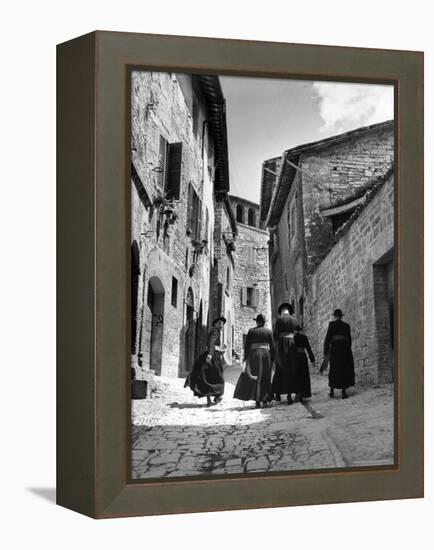 Franciscan Monks Walking Up the Via Porta Perlicinin-Alfred Eisenstaedt-Framed Premier Image Canvas