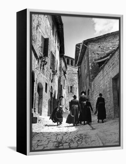 Franciscan Monks Walking Up the Via Porta Perlicinin-Alfred Eisenstaedt-Framed Premier Image Canvas