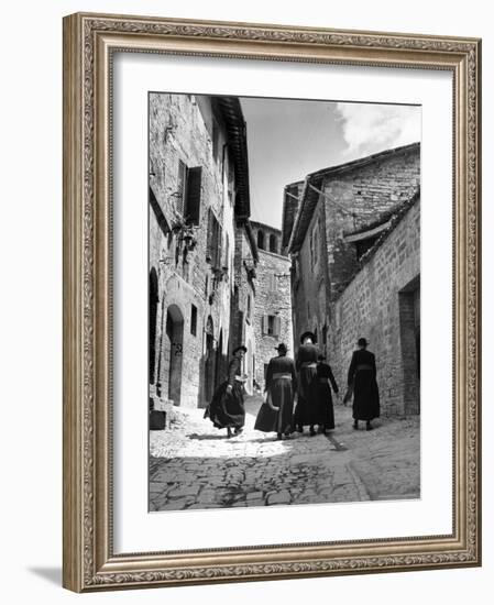 Franciscan Monks Walking Up the Via Porta Perlicinin-Alfred Eisenstaedt-Framed Photographic Print