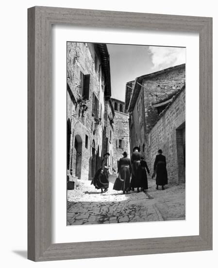 Franciscan Monks Walking Up the Via Porta Perlicinin-Alfred Eisenstaedt-Framed Photographic Print