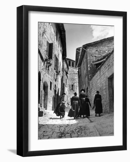 Franciscan Monks Walking Up the Via Porta Perlicinin-Alfred Eisenstaedt-Framed Photographic Print