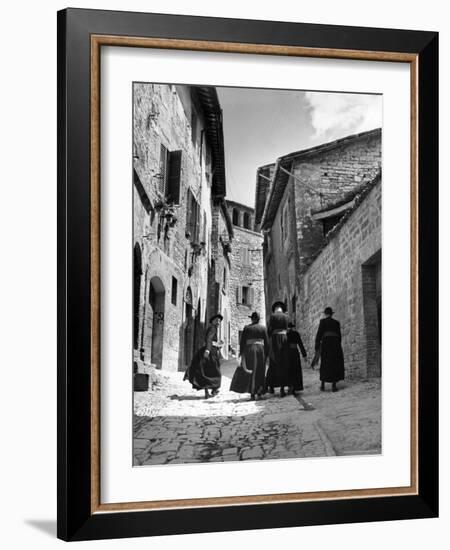 Franciscan Monks Walking Up the Via Porta Perlicinin-Alfred Eisenstaedt-Framed Photographic Print