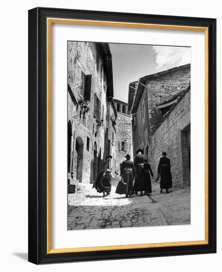 Franciscan Monks Walking Up the Via Porta Perlicinin-Alfred Eisenstaedt-Framed Photographic Print