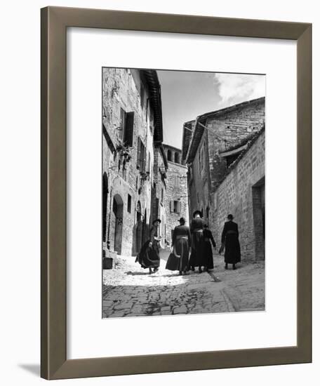 Franciscan Monks Walking Up the Via Porta Perlicinin-Alfred Eisenstaedt-Framed Photographic Print