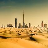 Dubai Skyline from the Desert-franckreporter-Photographic Print