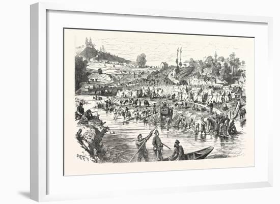 Franco-Prussian War: Camp of the French Prisoners on the Meuse Peninsula of Iges-null-Framed Giclee Print