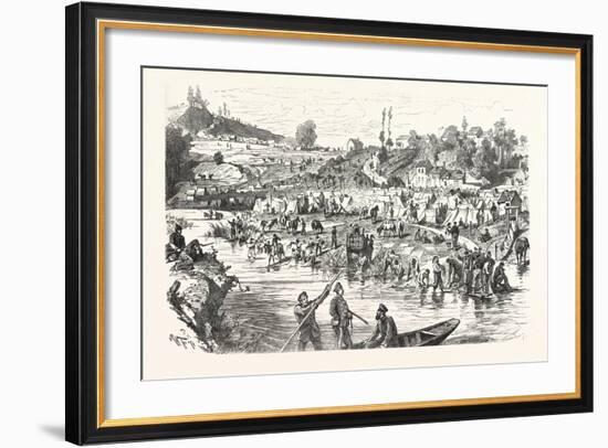 Franco-Prussian War: Camp of the French Prisoners on the Meuse Peninsula of Iges-null-Framed Giclee Print