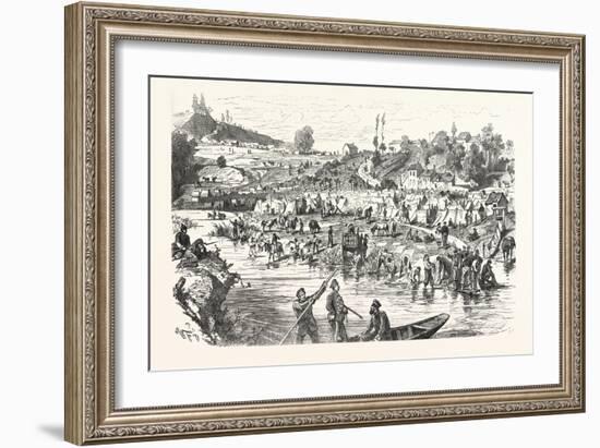 Franco-Prussian War: Camp of the French Prisoners on the Meuse Peninsula of Iges-null-Framed Giclee Print