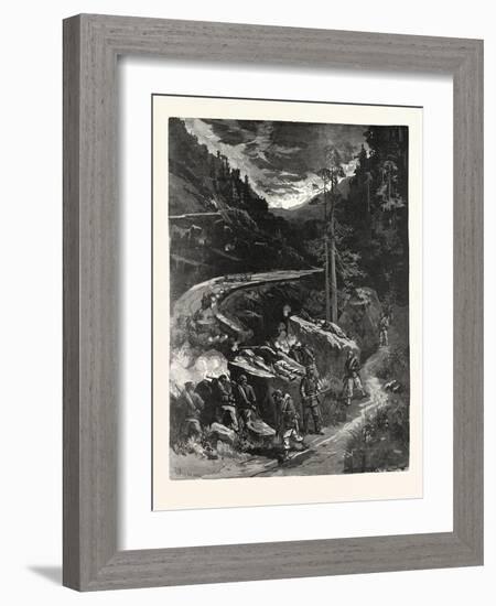 Franco-Prussian War: Franctireur, in the Mountain Passes Raiding a German Wagon Train, France-null-Framed Giclee Print