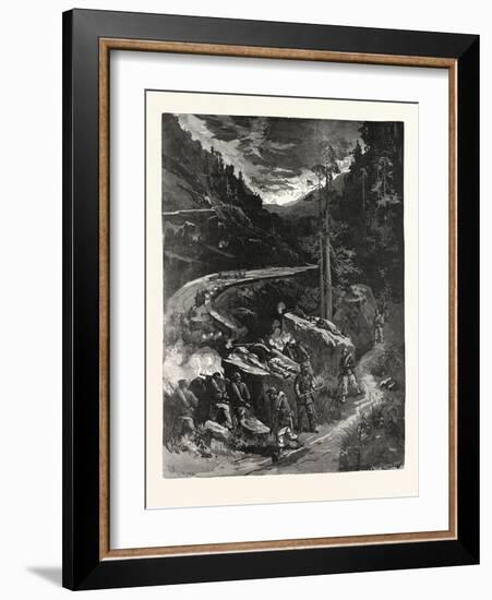 Franco-Prussian War: Franctireur, in the Mountain Passes Raiding a German Wagon Train, France-null-Framed Giclee Print