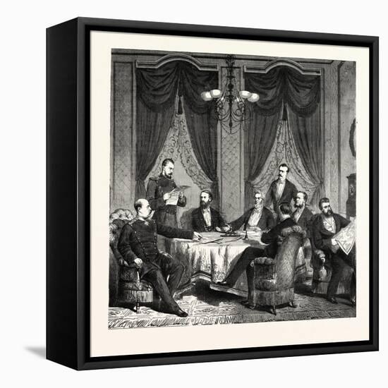 Franco-Prussian War: Plenipotentiary Conference Dealing with Peace in Frankfurt-null-Framed Premier Image Canvas