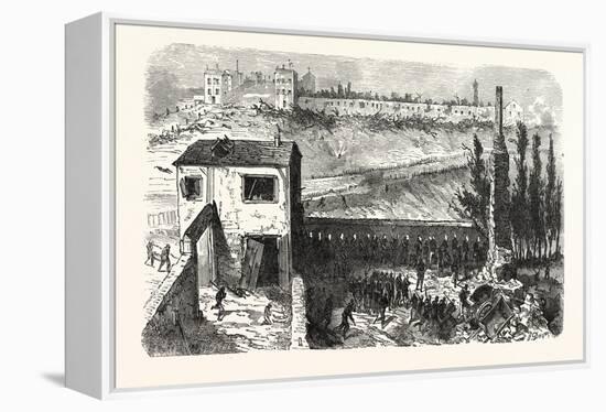 Franco-Prussian War: View of the Soap Factory in Le Bourget During their Occupation 11-3 Clock in t-null-Framed Premier Image Canvas