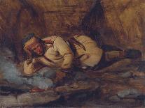 A Laplander Asleep by a Fire-Francois Auguste Biard-Giclee Print