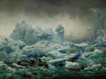Vue de locean Glacial, View of the Polar Sea, Greenlanders hunting walrus-François-Auguste Biard-Giclee Print