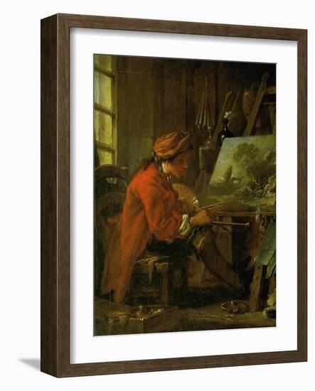 Francois Boucher, Self-Portrait, the Painter in His Studio-Francois Boucher-Framed Giclee Print